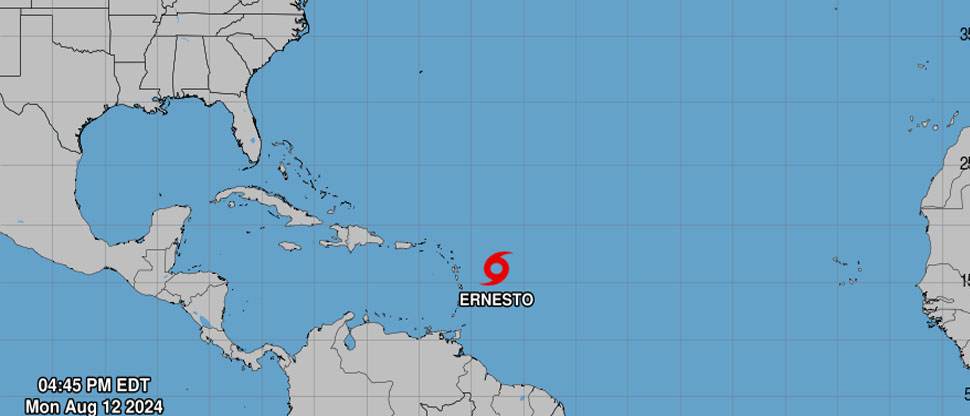 Tormenta tropical Ernesto azotará con tormentas y vientos a las islas Sotavento esta noche