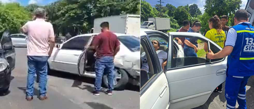 Una mujer lesionada tras fuerte choque en las cercanías del puente Ticsa en Ilopango