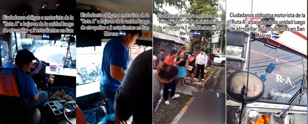 Graban momento cuando pasajeros impiden que busero que atropelló a 2 niños escape