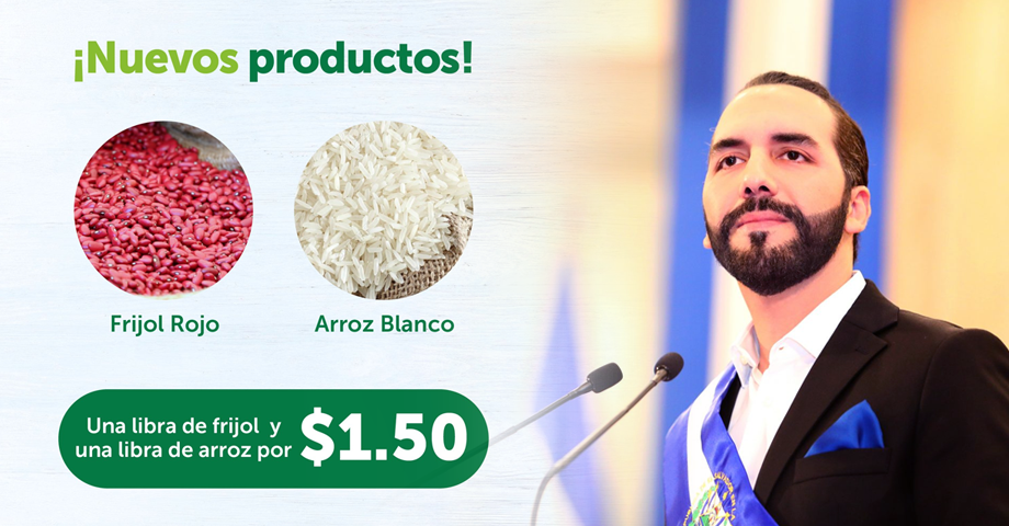 Presidente Nayib Bukele anuncia la incorporación de arroz y frijoles en Agro Mercados