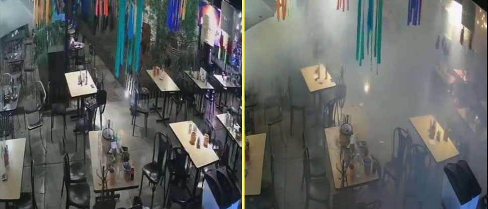 MÉXICO: captan momento exacto cuando grupo armado lanza explosivo en un bar
