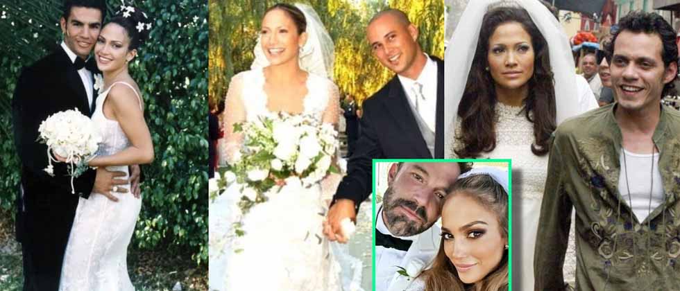 Las cuatro bodas y dos compromisos fallidos de Jennifer López