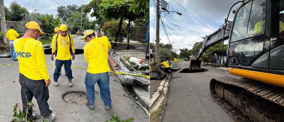 MOP realiza trabajos para eliminar cárcava en calle de la urbanización Campos Verdes 2