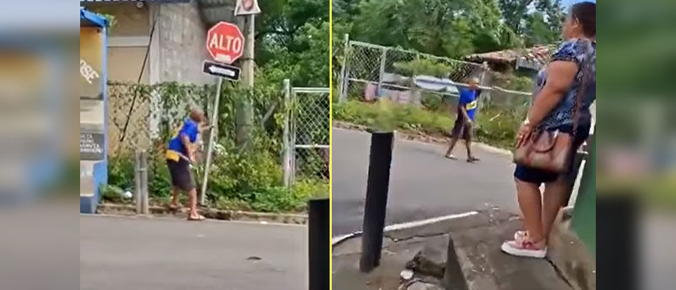 Captan a hombre que arranca y se lleva una señal de tránsito en Morazán