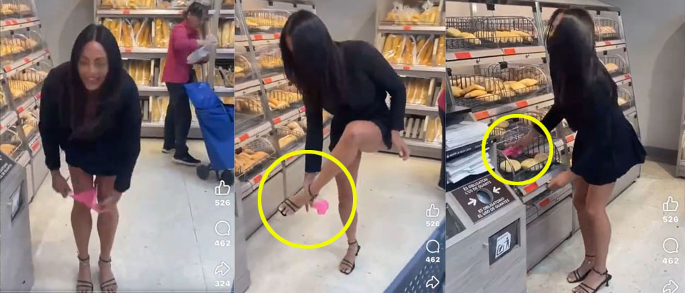 ESPAÑA: Influencer inglesa se quita prenda íntima y la esconde en una bandeja de pan