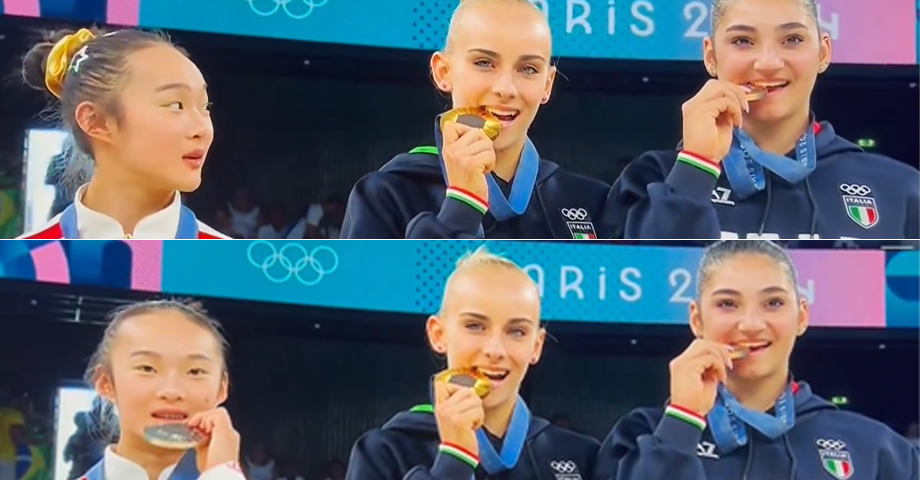 Gimnasta china enternece al mundo tras su espontáneo gesto al recibir medalla olímpica