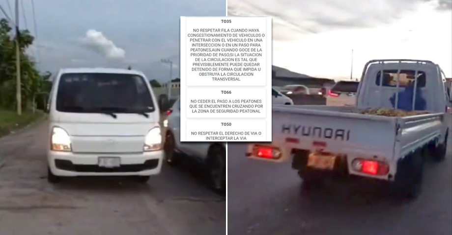 Imponen multas a conductor que irrespetó la fila vehicular y puso en peligro a los peatones