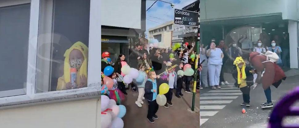 ARGENTINA: Niño de 6 años vence la leucemia y fue recibido con un carnaval de sus amigos en la entrada del Hospital