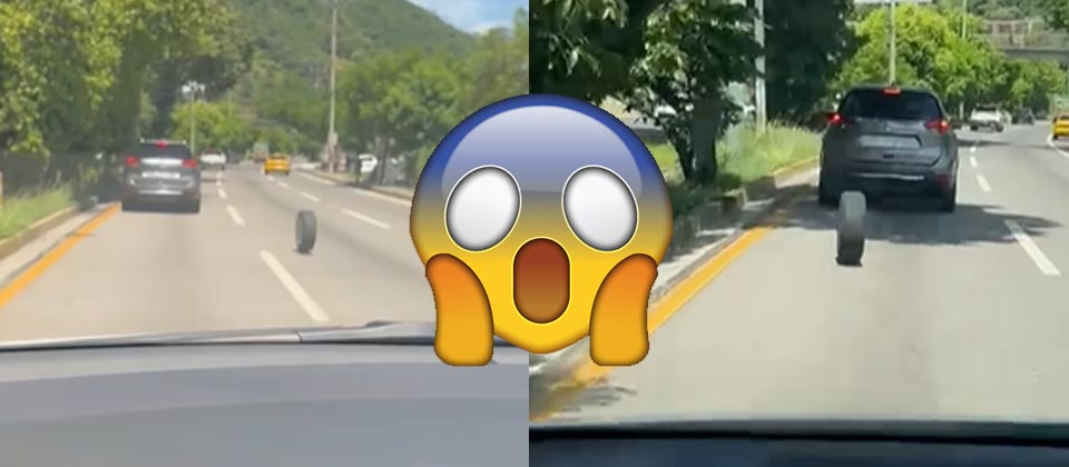 Se viraliza una llanta «sin control» en la autopista a Comalapa