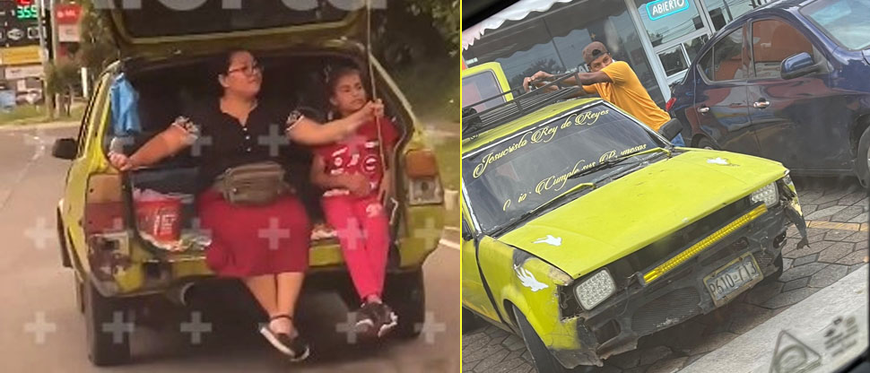 Multan a conductor que transportaba a mujer y menor en el baúl abierto del vehículo