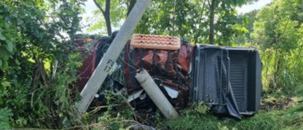 Conductor pierde el control y termina estrellándose contra postes del tendido eléctrico