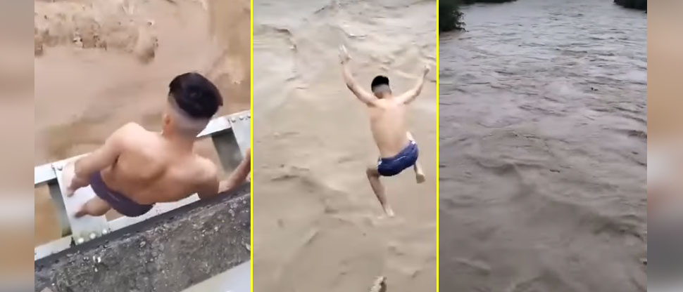 Por mostrar su valentía, joven es arrastrado por un río tras lanzarse desde un puente en Honduras