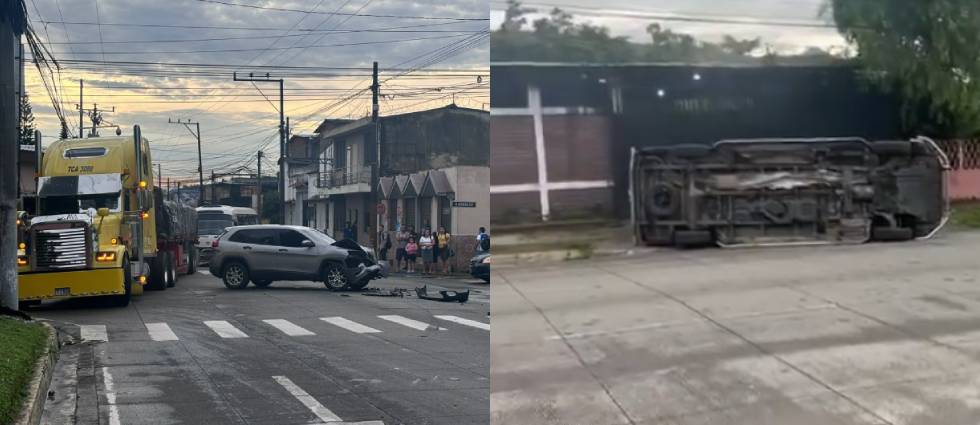 Reportan lesionados tras fuerte siniestro vial en Santa Tecla