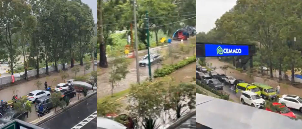 GUATEMALA: Fuerte lluvia causa caos vehicular en arteria importante de la zona 16