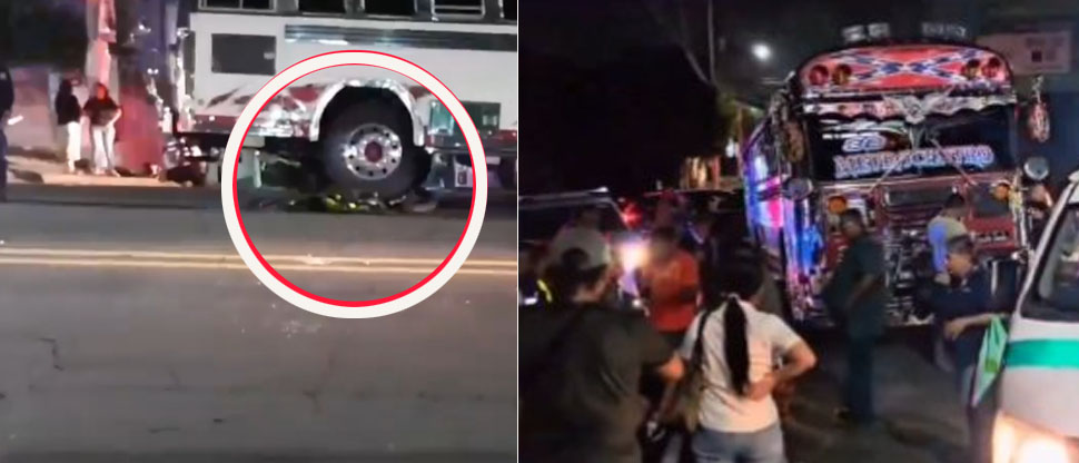 Pareja se salva milagro al quedar motocicleta debajo de las llantas de un autobús en Mejicanos