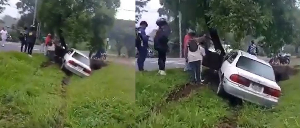 Conductor se sale de la vía y se accidenta contra un árbol en carretera a Santa Ana