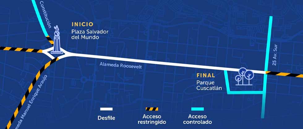 Estas son las calles que estarán cerradas por el desfile del 15 de septiembre en San Salvador