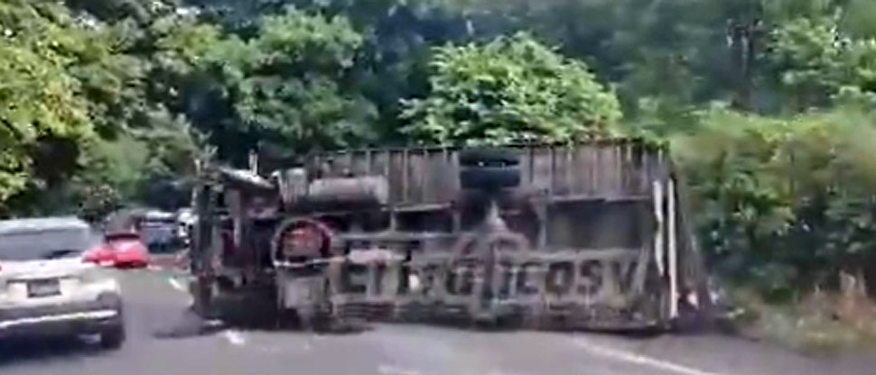 Conductor pierde el control de camión y vuelca en carretera Panamericana