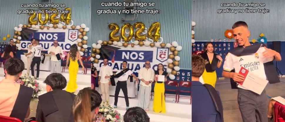 Joven decide llegar a su graduación con la camisa del Real Madrid