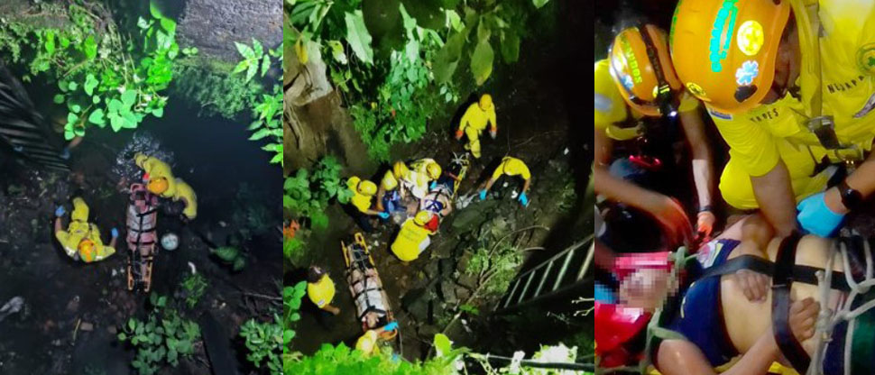 Rescatan a dos mujeres que cayeron a una quebrada de 10 metros cuando buscaban un baño