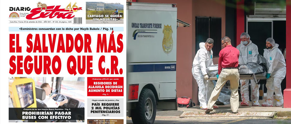 Portada del periódico más influyente de Costa Rica, destaca la seguridad de El Salvador