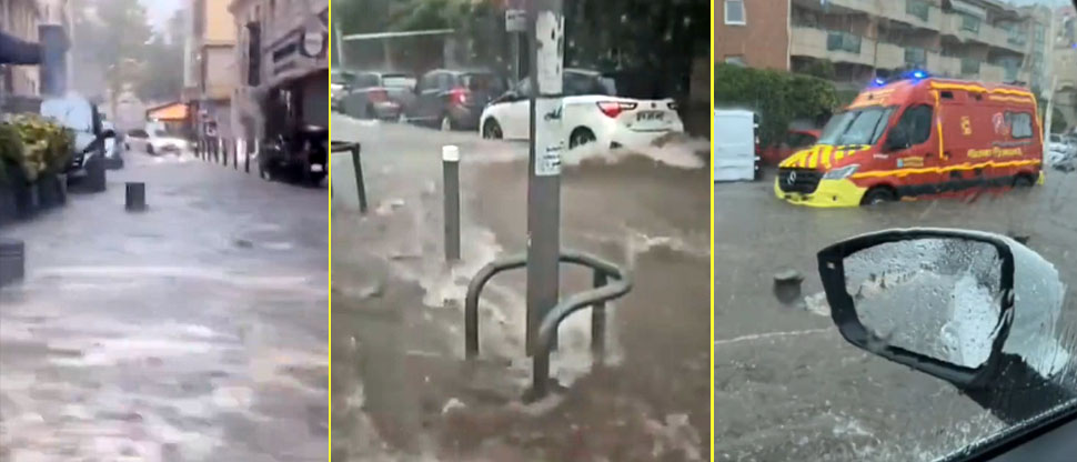 FRANCIA: parecen ríos, pero son las calles de Marsella completamente inundadas tras intensas lluvias