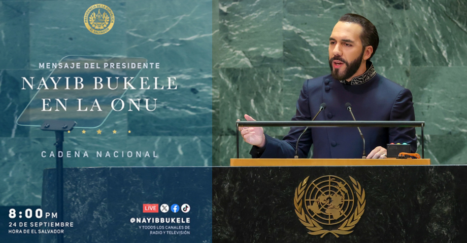 Esta noche, Cadena Nacional para transmitir el Mensaje del Presidente Nayib Bukele ante la ONU