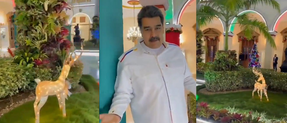 VENEZUELA: Nicolás Maduro adelantó la navidad y puso arbolitos en toda la casa de gobierno