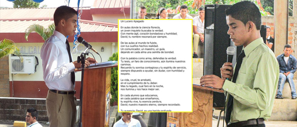 Rinden homenaje con tierno poema a David Cruz en la institución donde realizó sus estudios