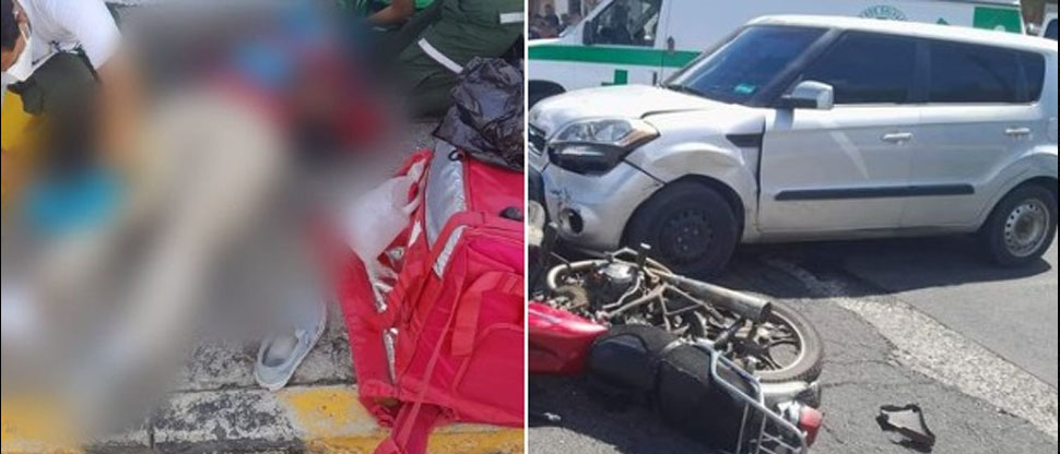Motociclista repartidor resulta lesionado por accidente que él mismo ocasionó