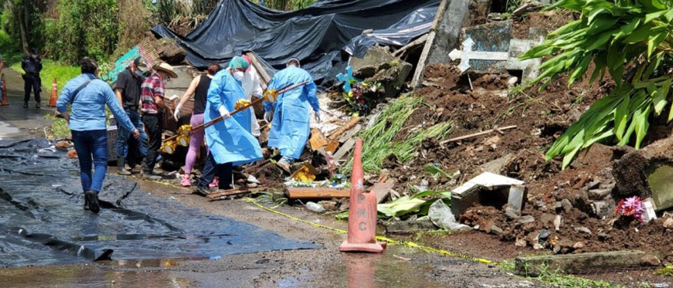 Intensas lluvias afectan tumbas del cementerio de Corinto, Morazán