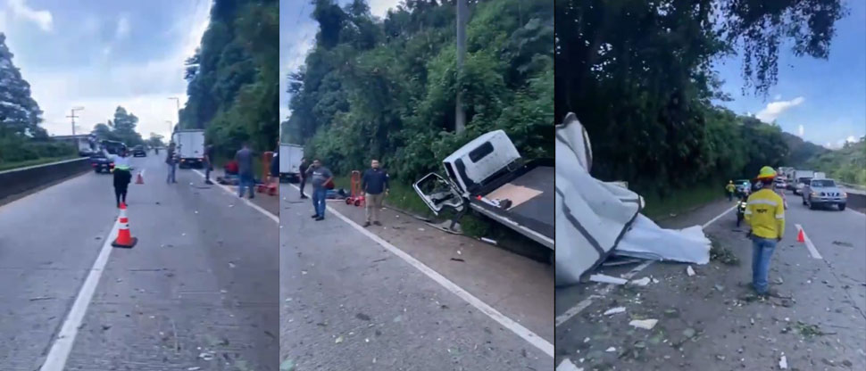 Motorista de camión se salvó de milagro tras sufrir fuerte accidente de tránsito