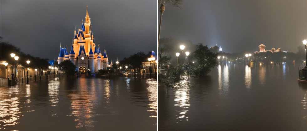 Walt Disney inundado tras paso de huracán Milton por Florida