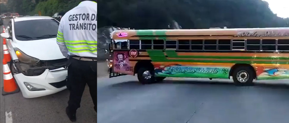 Una bus quedado y dos accidentes fue la causante del tráfico vehicular en carretera Los Chorros