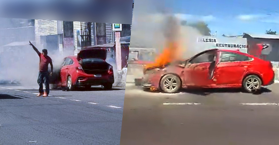 Se incendia vehículo en plena marcha en San Martín, San Salvador Este