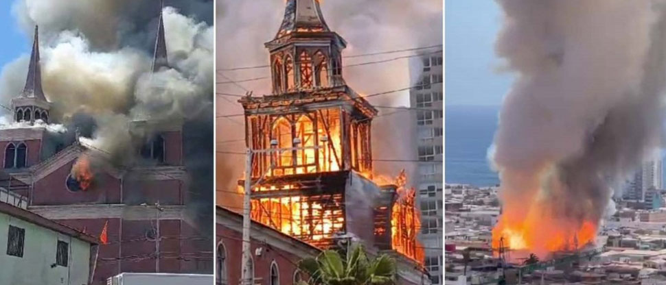 CHILE: Un siglo convertido en cenizas: Devastador incendio consume histórica Iglesia San Francisco de Iquique