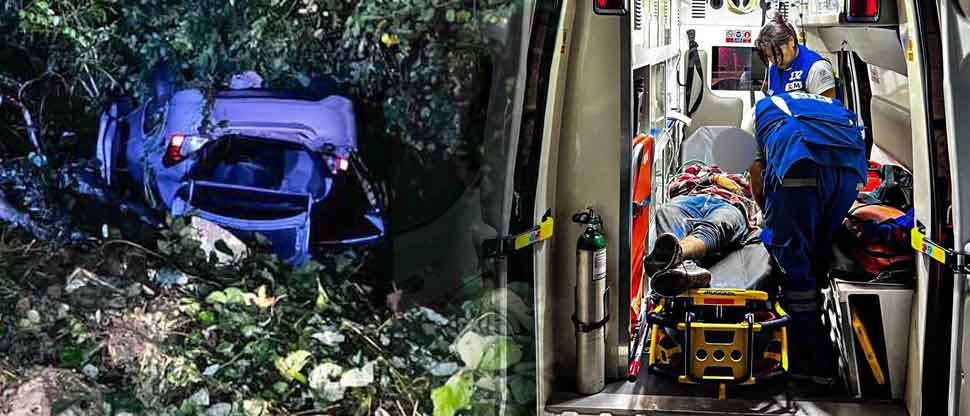 Joven se salva tras perder el control de su vehículo y terminar volcado