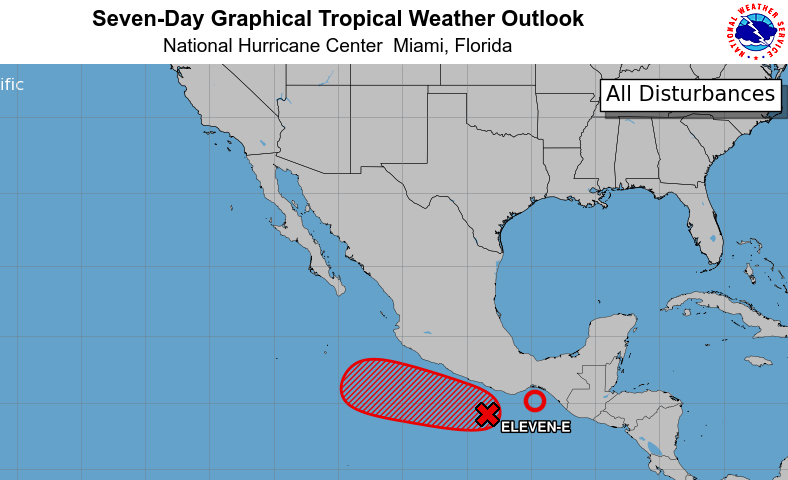 MARN anuncia formación de la Depresión Tropical 11-E al sur del golfo de Tehuentepec