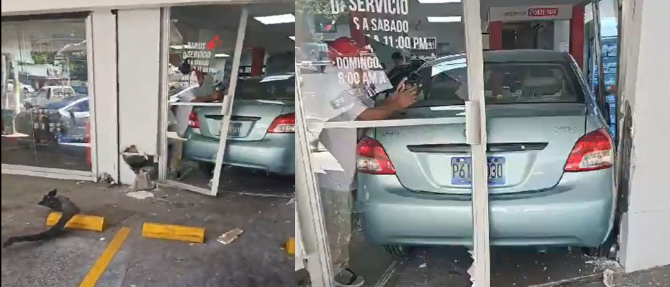 Automovilista se accidenta en el interior de una farmacia
