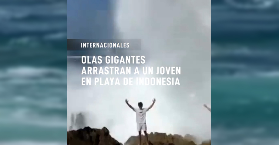 Hombre es arrastrado por una corriente marina en Indonesia