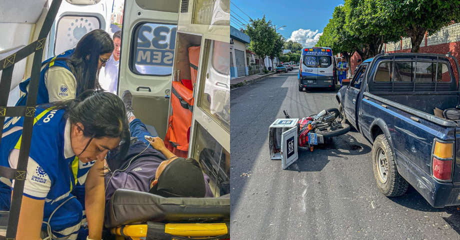 Motociclista resulta con múltiples traumas tras accidente en Santa Ana