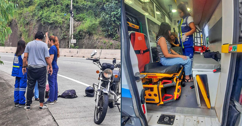 Atienden a mujer que se accidentó sobre la curva El papaturro, carretera al Puerto