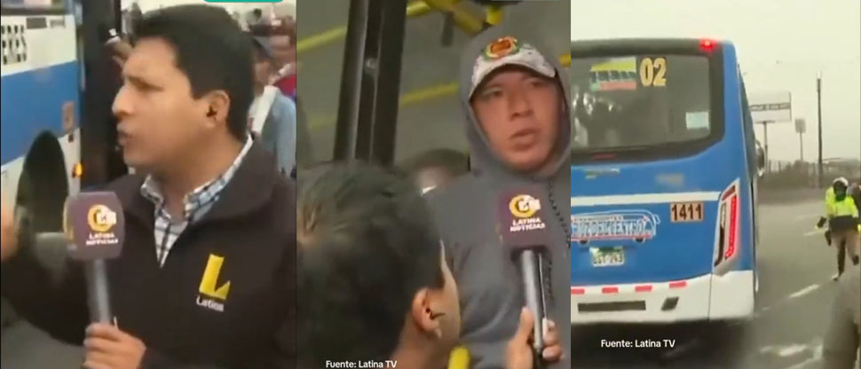 PERÚ: Periodista hacía reporte del transporte público en vivo y busero se lo lleva
