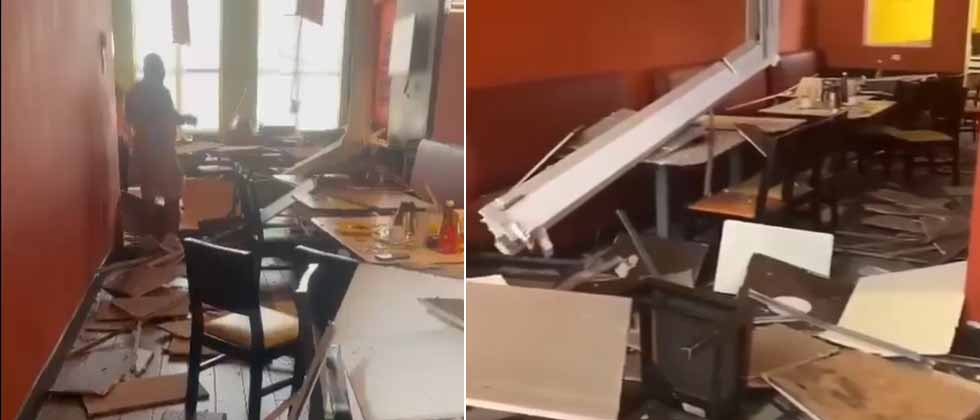 Colapsa parte del techo de famoso restaurante de pollo en San Vicente