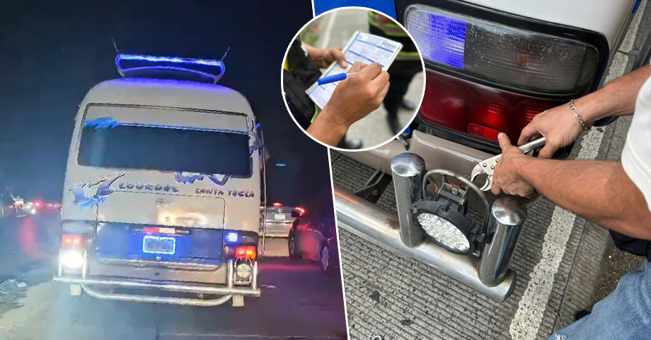 Multan a microbusero que usaba luces led que afectaban la visibilidad de otros conductores