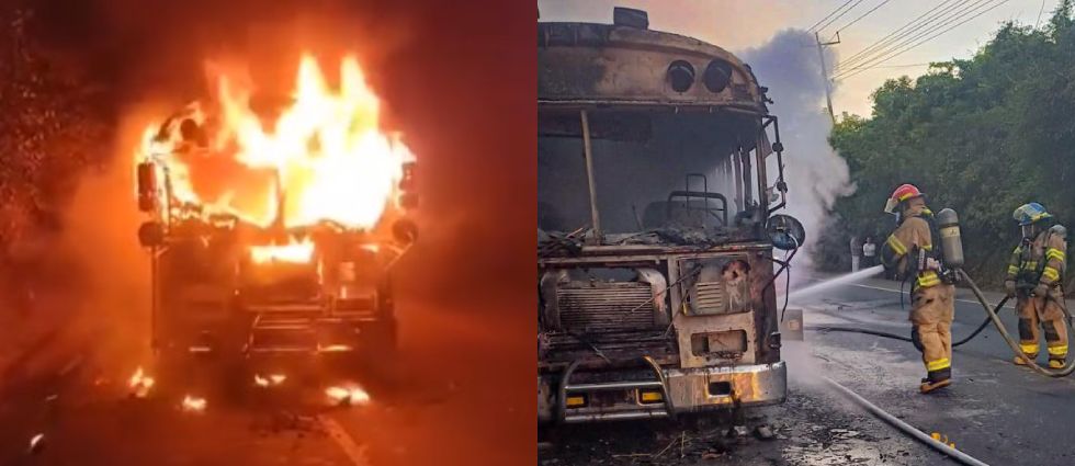 Autobús de la Ruta 117 se incendia en plena carretera en Aguilares