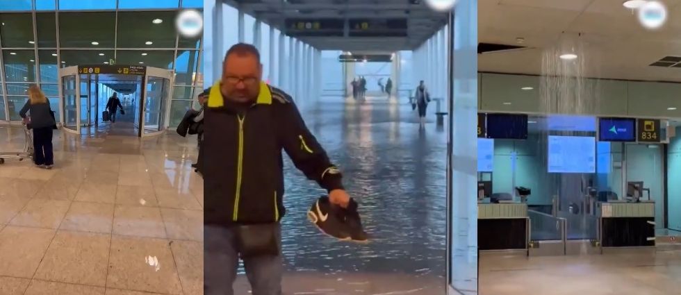 Aeropuerto de Barcelona-El Prat se inunda tras intensas tormentas en la ciudad