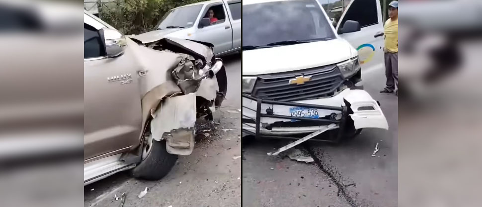 Conductor invade carril y provoca fuerte choque en San Miguel