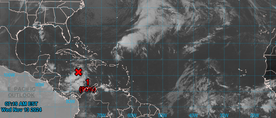 Sube al 90% la probabilidad de que baja presión en el Caribe se convierta en tormenta tropical