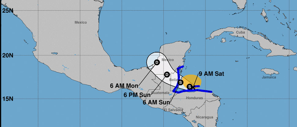 Esta es la posición actual de la tormenta tropical Sara que ya provoca lluvias en el país
